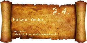 Hetzer Andor névjegykártya